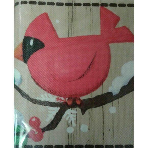 Holiday Time Vinyl Tablecloth Round 70" Christmas Print Bears Cardinals Fox NEW - Picture 5 of 7